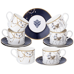 Чайный набор из фарфора с изображением лошадей на 6 персон 12 предметов Porcelain Horse Set