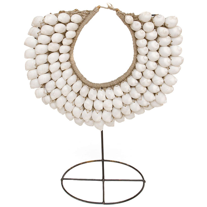 Этническое ожерелье из ракушек на подставке White Shells Necklace Белый Коричневый винтаж в Брянске | Loft Concept 