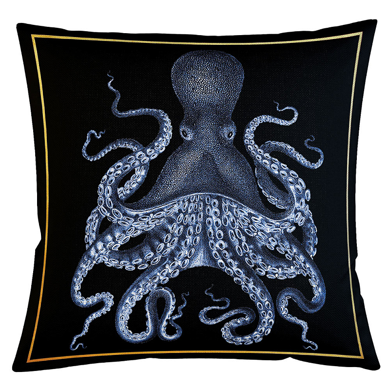Декоративная подушка Blue Octopus Бежевый Черный Морская синь Декоративная подушка Blue Octopus Бежевый Черный Морская синь в Брянске | Loft Concept