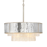 Люстра круглая с подвесками из текстурированного стекла молочного цвета Hinkley варинант исполнения - 1 | Loft Concept в Брянске