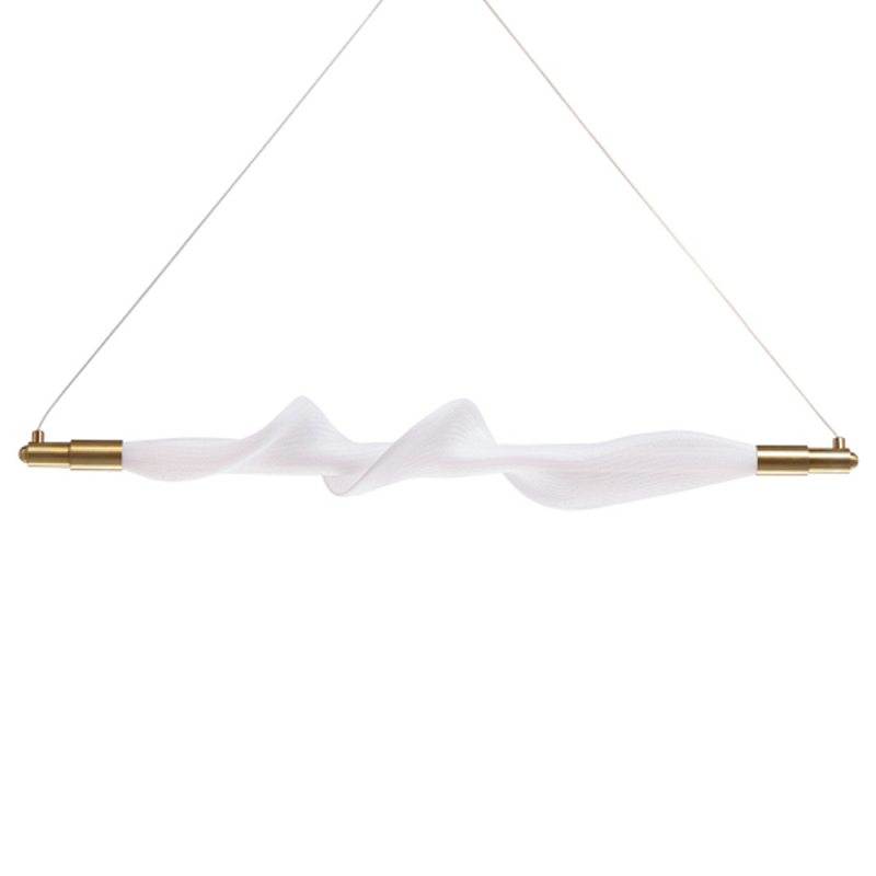 Люстра горизонтальная с волнистым белым плафоном Golden Swirl Белый Латунь в Брянске | Loft Concept 