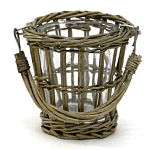 Кашпо стеклянное в плетёной корзине Timber варинант исполнения - 2 | Loft Concept в Брянске