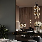 Настольная лампа черного цвета с круглым прозрачным стеклянным плафоном Virelia  варинант исполнения - 2 | Loft Concept в Брянске