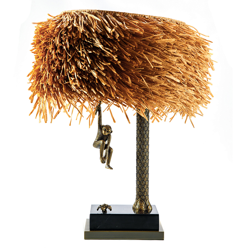 Настольная лампа Джунгли Table Lamp Straw Jungle Античная Бронза Черный Мрамор Nero в Брянске | Loft Concept 