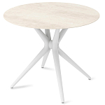 Стол обеденный с круглой столешницей из керамики на четырех белых ножках Sand Ceramics варинант исполнения - 2 | Loft Concept в Брянске