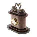 Часы настольные из натурального камня с декором в виде двух лебедей Swans Stone Clock варинант исполнения - 6 | Loft Concept в Брянске