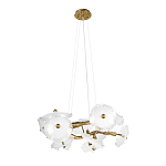 Люстра подвесная круглая с ветвистыми бронзовыми элементами и стеклянными рифлеными дисками Textured Glass Chandelier варинант исполнения - 3 | Loft Concept в Брянске