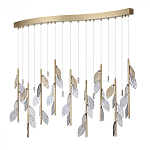 Люстра с золотистыми трубками и прозрачными стеклянными листьями на подвесах Sylva  варинант исполнения - 2 | Loft Concept в Брянске