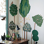 Обои ручная роспись Mughal Trees Original colourway on linen варинант исполнения - 1 | Loft Concept в Брянске