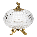 Конфетница прозрачная стеклянная на бронзовых ножках в виде морских коньков с крышкой в виде ракушки Eden Garden варинант исполнения - 1 | Loft Concept в Брянске