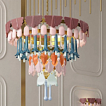 Люстра круглая с декором из разноцветных элементов в виде листьев Changing Seasons варинант исполнения - 11 | Loft Concept в Брянске