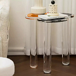 Дизайнерский журнальный стол с фигурной столешницей на 3-х прозрачных ножках Rahakif варинант исполнения - 2 | Loft Concept в Брянске