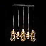 Люстра с 3-мя плафонами волнообразной формы цвета янтарь и 2-мя прозрачными шарообразными плафонами Lucid Rain  варинант исполнения - 3 | Loft Concept в Брянске