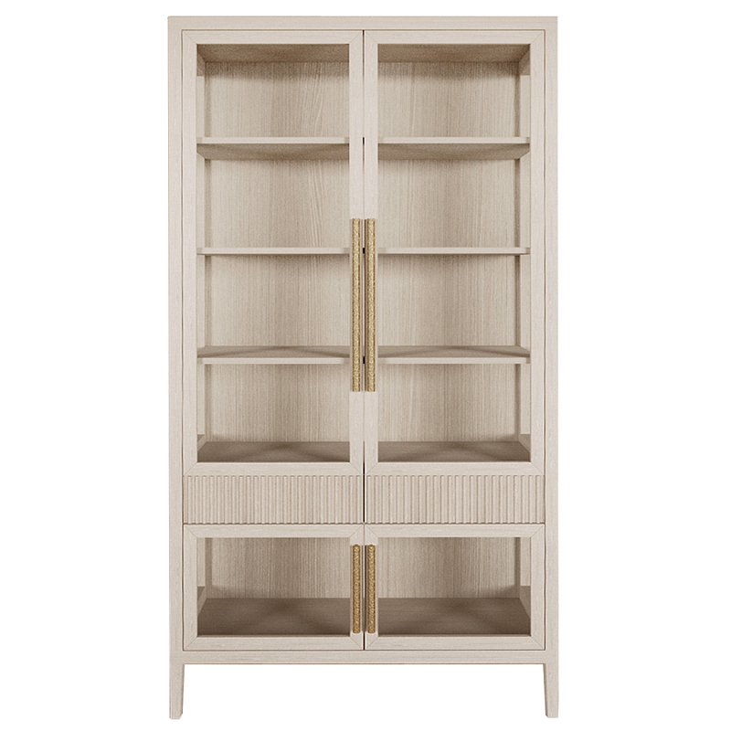 Витрина Primo со стеклянными фасадами и 2 ящиками Светлый дуб Древесина Золотой в Брянске | Loft Concept 