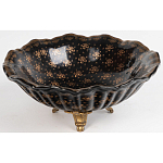 Блюдо черного цвета из фрафора на бронзовых ножках Eden Garden porcelain and bronze варинант исполнения - 2 | Loft Concept в Брянске