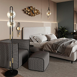 Торшер с черным основанием и золотистым декором Bruno варинант исполнения - 5 | Loft Concept в Брянске