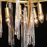 Люстра линейная золотого цвета с декоративными ветвями и длинными стеклянными подвесками в форме сосулек Droplet Chandelier варинант исполнения - 4 | Loft Concept в Брянске