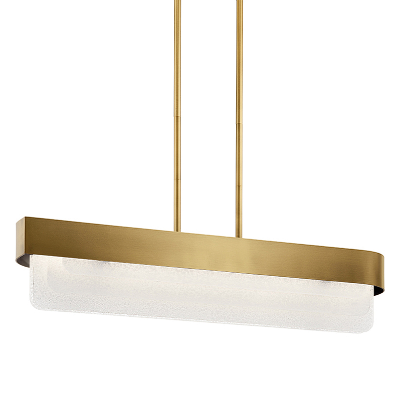 Люстра подвесная прямоугольная цвета латунь Kichler Латунь Прозрачное Стекло Белый в Брянске | Loft Concept 