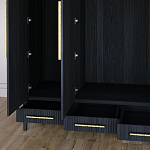 Большой Шкаф Primo Черный дуб с 3 дверьми и 3 выдвижными ящиками варинант исполнения - 7 | Loft Concept в Брянске