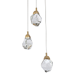 Подвесной светильник с 3-мя хрустальными плафонами Esme Crystal Brass Trio Hanging lamp варинант исполнения - 1 | Loft Concept в Брянске
