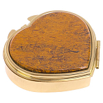 Таблетница карманная в форме сердца с 3-мя отделениями с зеркалом и накладкой из натурального камня Яшма Змеиная Gold Stone Pillboxes варинант исполнения - 1 | Loft Concept в Брянске