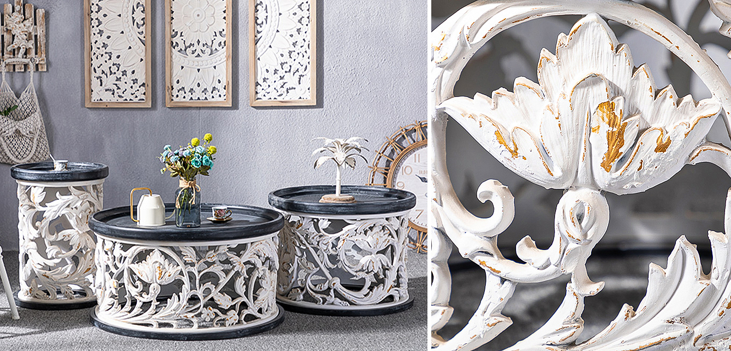 Кофейный стол Fleurette Provence Black White Side Table 63 - Loft-Concept в Брянске