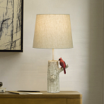 Настольная лампа с тканевым абажуром и основанием в виде птицы на дереве Simurq варинант исполнения - 2 | Loft Concept в Брянске