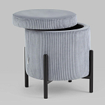 Серо-голубой пуф на черных ножках SANJAY варинант исполнения - 2 | Loft Concept в Брянске