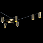 Потолочный светильник с 10-ю цилиндрическими плафонами цвета латунь TRIBES CHANDELIER варинант исполнения - 5 | Loft Concept в Брянске