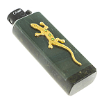 Зажигалка газовая из натурального камня Офиокальцит с декоративной металлической вставкой в виде ящерицы Metal Stone Lighters варинант исполнения - 3 | Loft Concept в Брянске