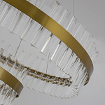 Люстра подвесная двухъярусная с золотистымыми кольцами и прозрачными стеклянными элементами Ring Horizontal варинант исполнения - 4 | Loft Concept в Брянске