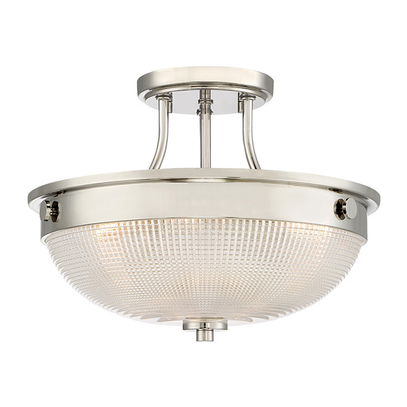 Потолочный светильник со стеклянным плафоном в виде купола Quoizel Серебряный Бронза Прозрачное Стекло Латунь в Брянске | Loft Concept 