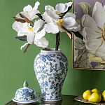 Ваза с крышкой и зелено-голубым рисунком на белом фоне 51 см Blue & White Ornament варинант исполнения - 4 | Loft Concept в Брянске