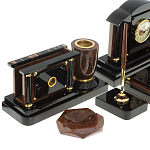 Настольный письменный набор с часами из природного камня обсидиана Peace Contract варинант исполнения - 3 | Loft Concept в Брянске