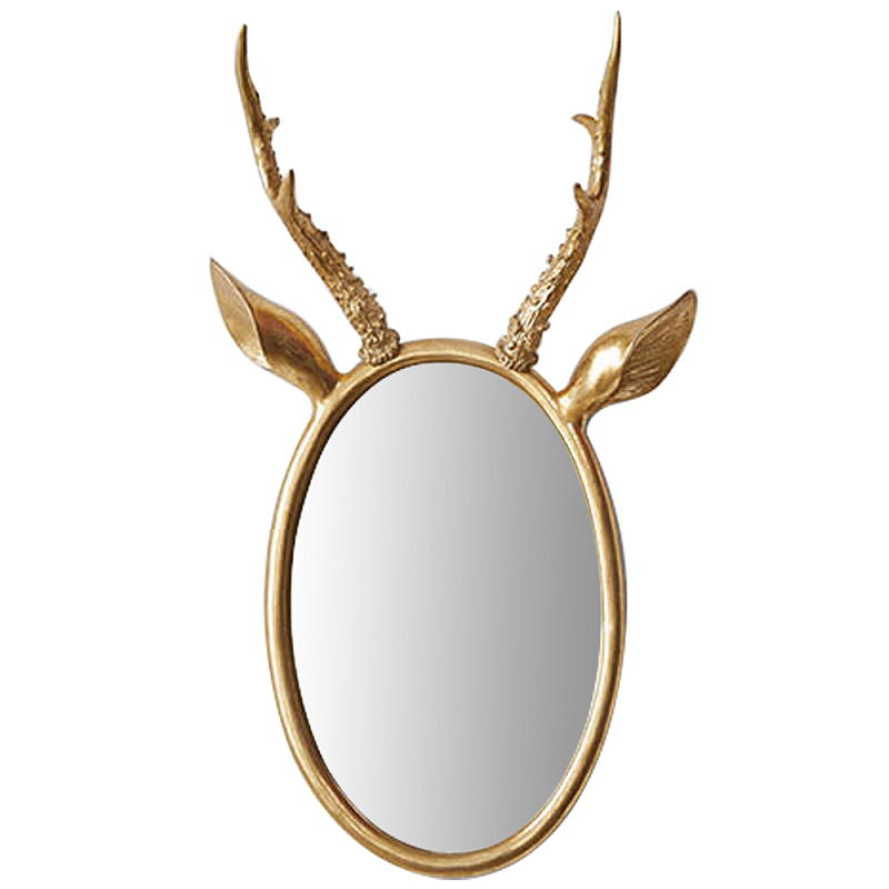 Овальное зеркало с декором оленьи рога Golden Deer Mirror Золотой Овальное зеркало с декором оленьи рога Golden Deer Mirror Золотой в Брянске | Loft Concept
