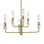 Люстра с 6-ю плафонами в форме стеклянных трубок и мраморных декоративных элементов Montreal варинант исполнения - 2 | Loft Concept в Брянске