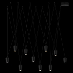 Подвесной светильник черными плафонами на длинных пересекающихся тросах Construction варинант исполнения - 8 | Loft Concept в Брянске