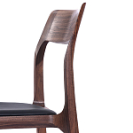 Стул деревянный с мягким сиденьем из черной натуральной кожи Moon Walnut Furniture варинант исполнения - 8 | Loft Concept в Брянске