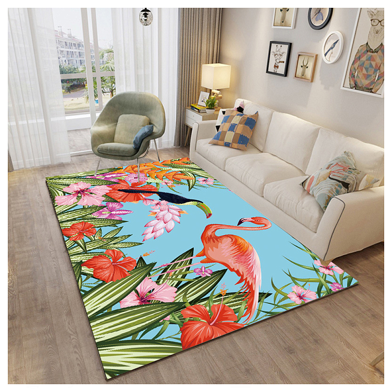 Ковёр с принтом Розовый Фламинго Carpet Pink Flamingo Turquoise Мульти Ковёр с принтом Розовый Фламинго Carpet Pink Flamingo Turquoise Мульти в Брянске | Loft Concept