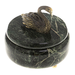 Шкатулка из натурального камня змеевик с фигуркой лебедя Stone Casket варинант исполнения - 2 | Loft Concept в Брянске