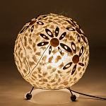 Настольная лампа из перламутра на металлическом каркасе Indonesian Ball варинант исполнения - 4 | Loft Concept в Брянске
