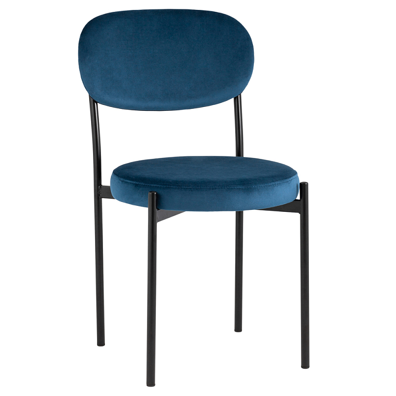 Стул с круглым сиденьем на металлическом основании ALFIE CHAIR Blue Синий Черный Стул с круглым сиденьем на металлическом основании ALFIE CHAIR Blue Синий Черный в Брянске | Loft Concept