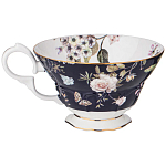 Чайный набор из фарфора темно-синий с рисунком цветов на 6 персон 12 предметов 280 мл Garden Whisper Porcelain Set  варинант исполнения - 3 | Loft Concept в Брянске