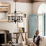 Люстра бронзового цвета с бежевыми абажурами из органзы в классическом стиле Hinkley варинант исполнения - 9 | Loft Concept в Брянске