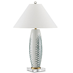 Настольная лампа овальная с тропическим принтом Stylized Aalm Leaves Motif варинант исполнения - 5 | Loft Concept в Брянске