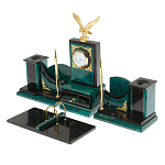 Настольный письменный набор из змеевика тёмно-зелёного цвета с декором в виде орла Successful Leader варинант исполнения - 2 | Loft Concept в Брянске