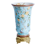 Ваза из голубого фарфора с бронзовыми элементами Blue Garden варинант исполнения - 1 | Loft Concept в Брянске