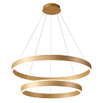 Люстра подвесная светодиодная с двумя золотистыми кольцами Диаметр 80 см Ring Horizontal варинант исполнения - 1 | Loft Concept в Брянске