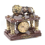 Часы настольные из креноида и бронзы с декором в виде льва Lion Stone Clock варинант исполнения - 2 | Loft Concept в Брянске