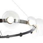 Люстра подвесная круглая с 12-ю прозрачными куполообразными плафонами и черным металлическим основанием Flos Wireline Lighting варинант исполнения - 5 | Loft Concept в Брянске